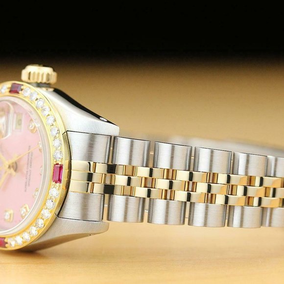 Sale! Rolex Ruby Diamond Gold Date Ladies Watch - Picture 4 of 8